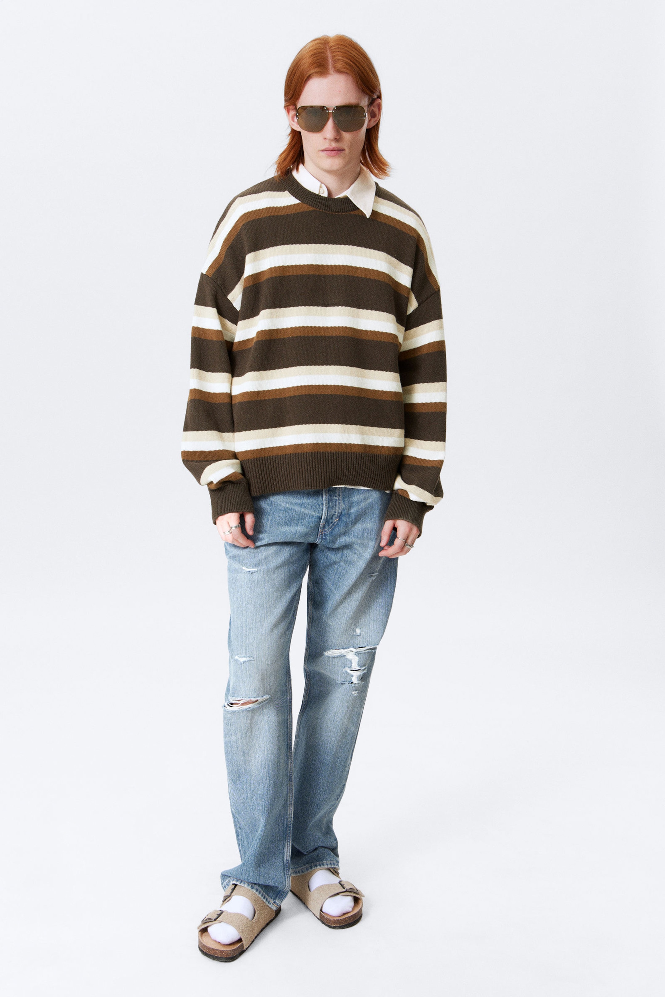 #484240 - Knitted Oversized Boxy Cotton Sweater - 2