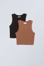 Braun & Schwarz - 2er-Pack Crop-Trägertop Easy - 1