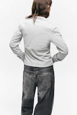 Hellgrau meliert - Langärmeliges Poloshirt - 2