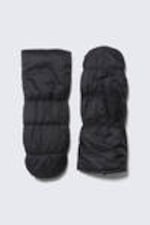 Black - Padded Nylon Mittens - 0