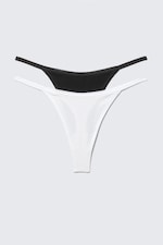 Black & White - 2-pack Cotton Tanga Thongs - 3