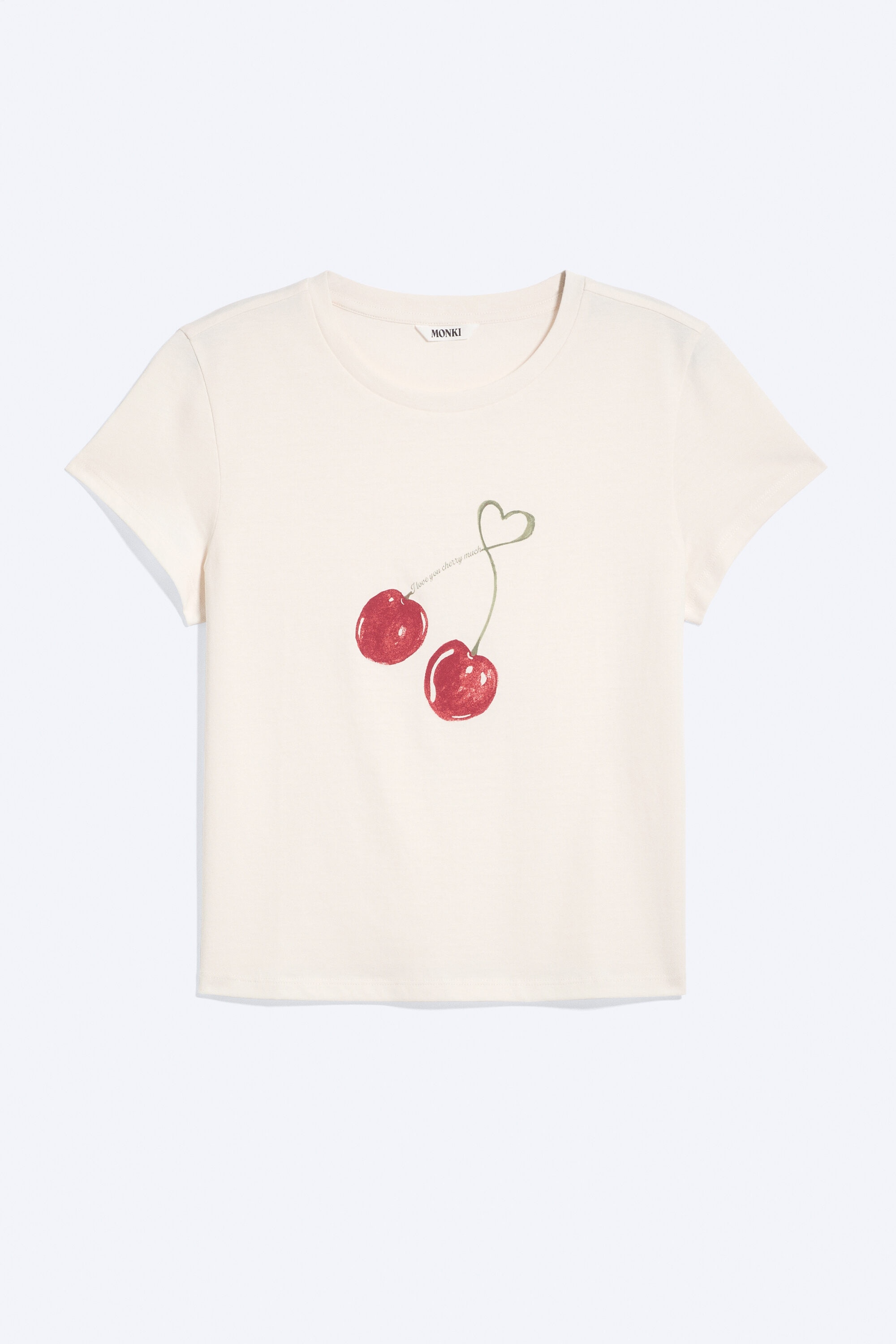 rosabel printed baby tee - Light Beige - Cherry | Monki WW
