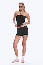 Svart - Lågmidjade hotpants i jersey - 1