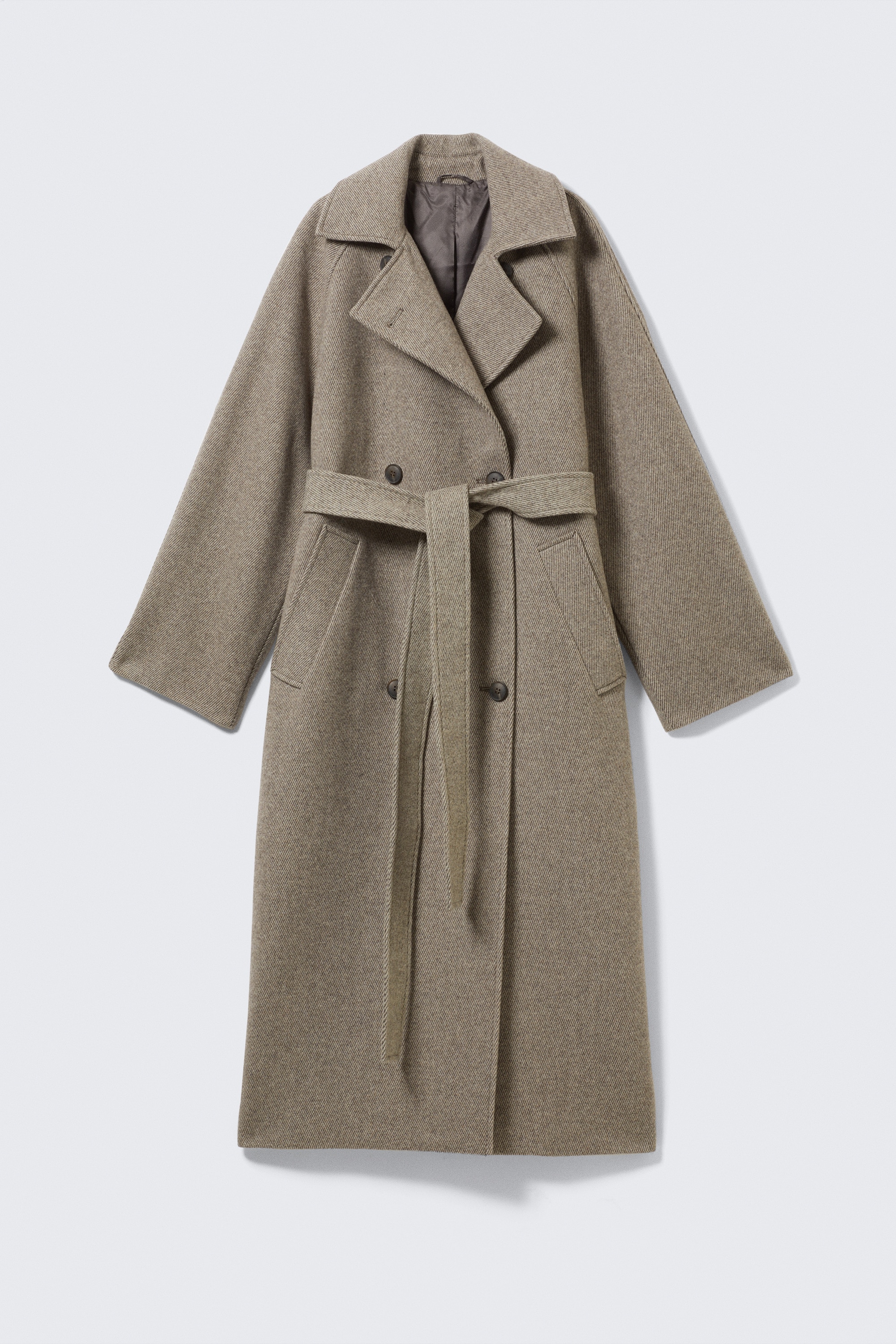 Kia Oversized Wool-Blend Double-Breasted Coat - Light Beige/Black/Dark Grey Melange/Dark Brown Melange