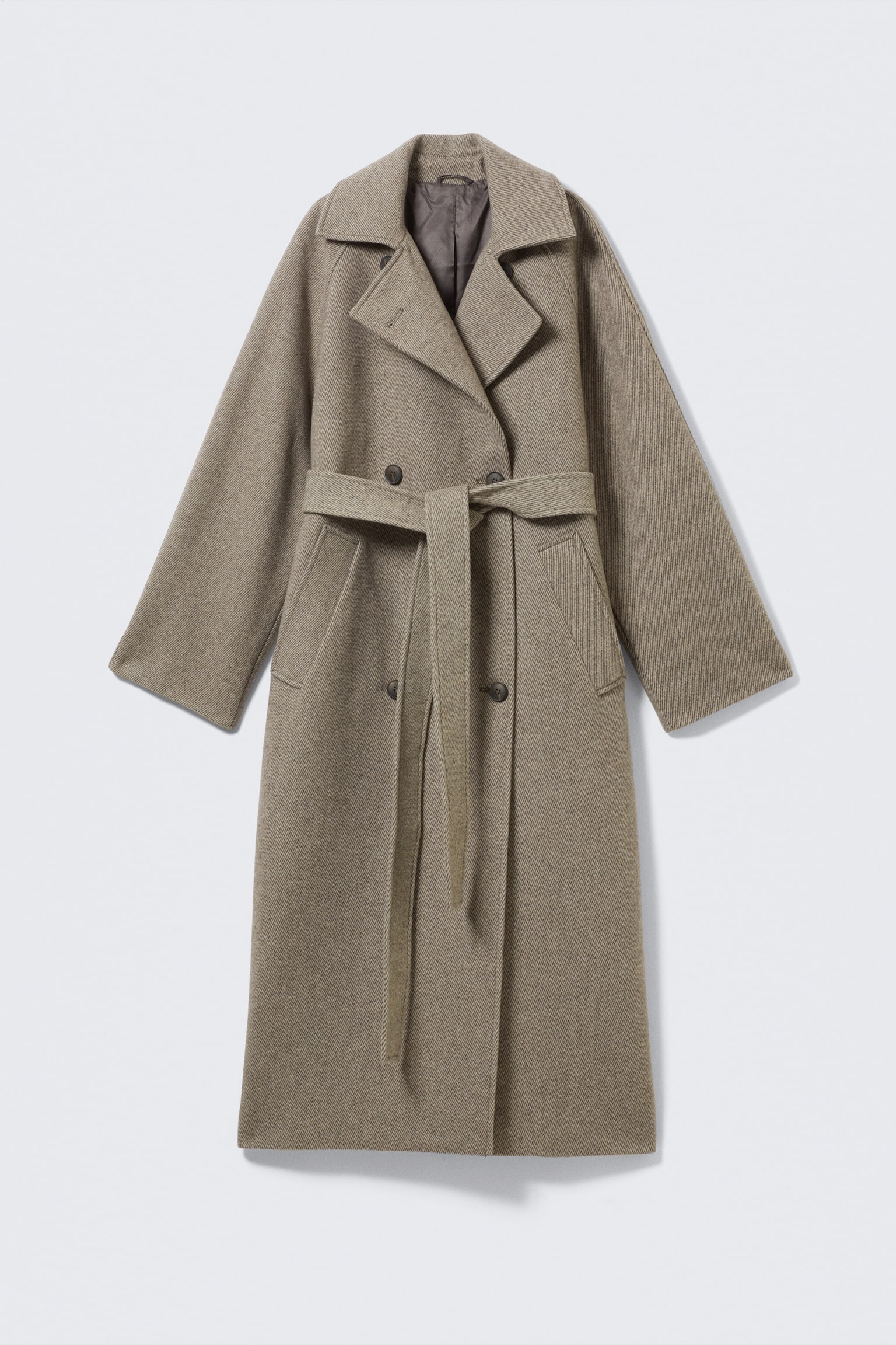 Kia Oversized Wool-Blend Double-Breasted Coat - Light Beige/Dark Grey Melange/Black - 2