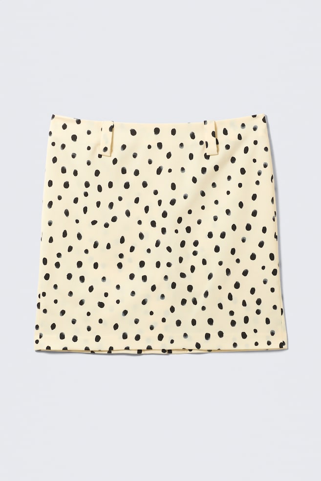 Low Rise Midi Skirt - Light Yellow - Dots - 1