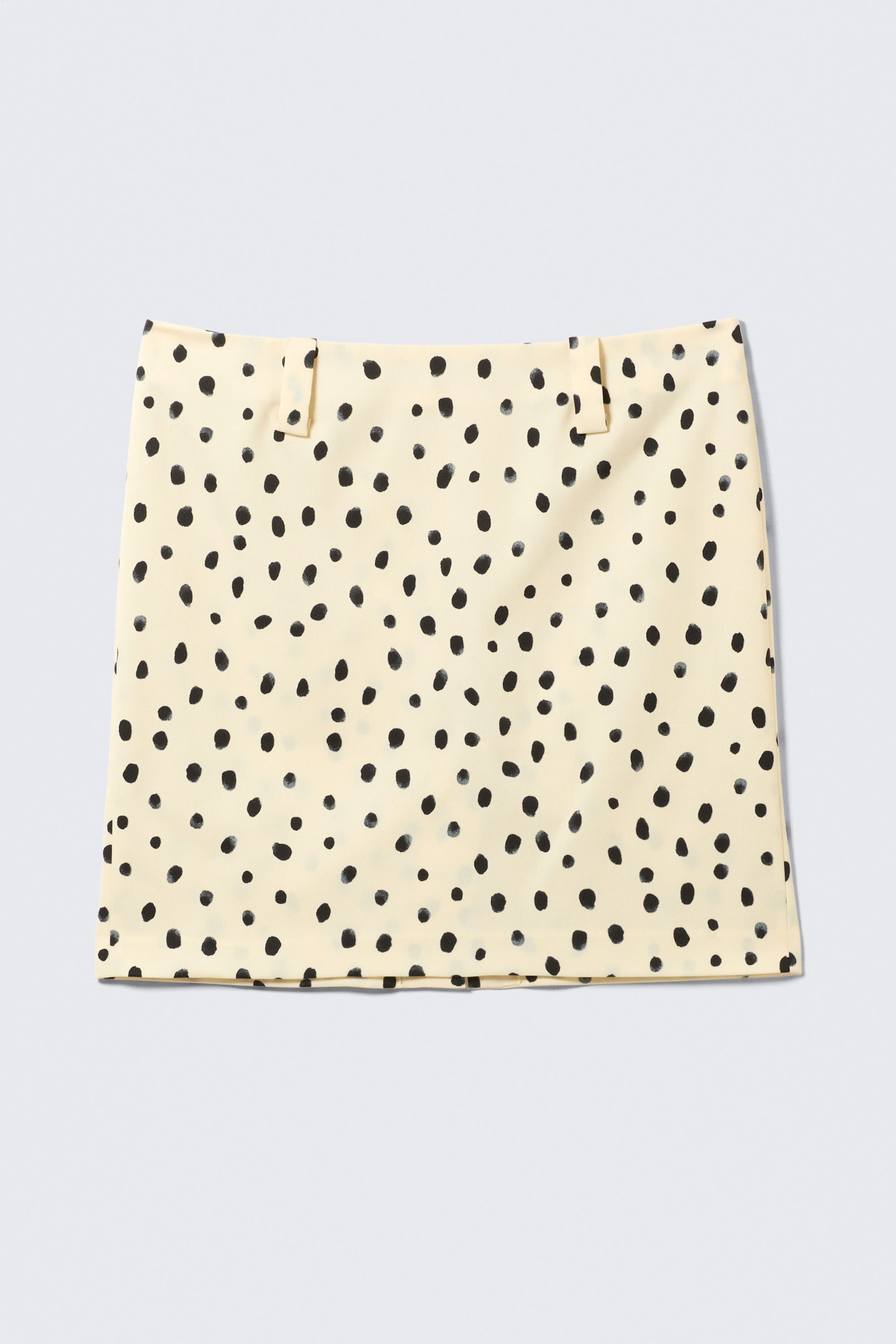 Light Yellow - Dots - Low Rise Midi Skirt - 3