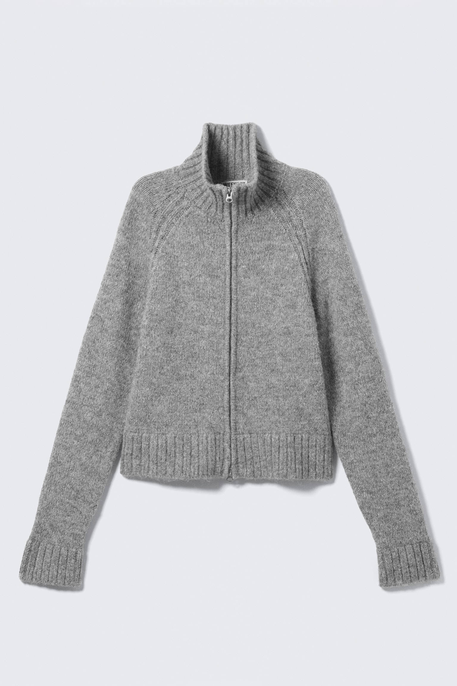 Weicher Strick-Cardigan mit Reißverschluss - Grau meliert/Schwarz & grau gestreift/Dunkles Moosgrün/Leuchtendes Orange - 2