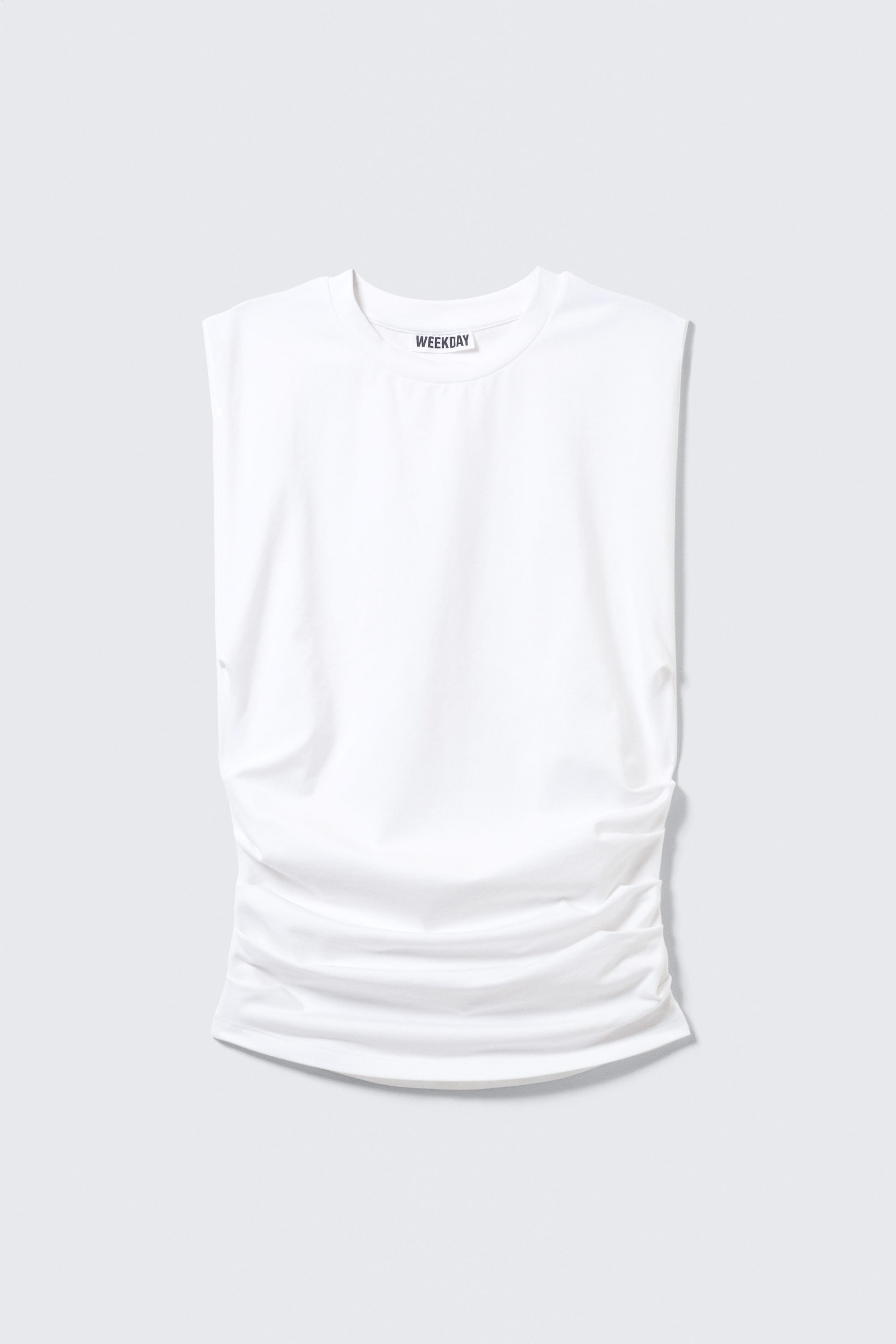 Weiß - Tanktop mit Raffungen - 3