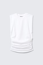 Weiß - Tanktop mit Raffungen - 3