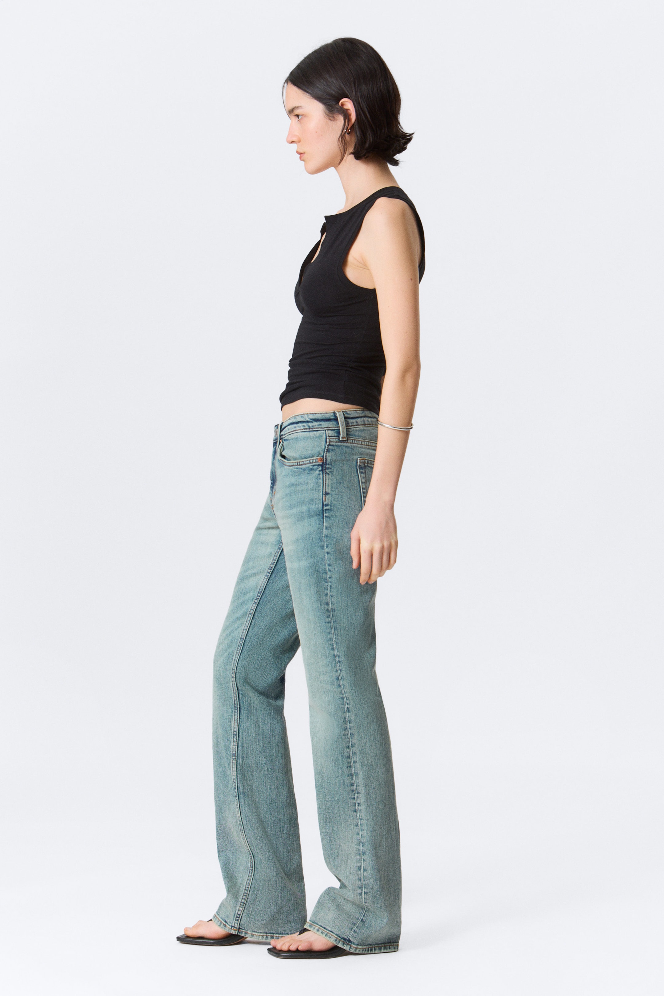 Perseus Blue - Medium Blue - Tension Mid Rise Slim Bootcut Leg Jeans - 3