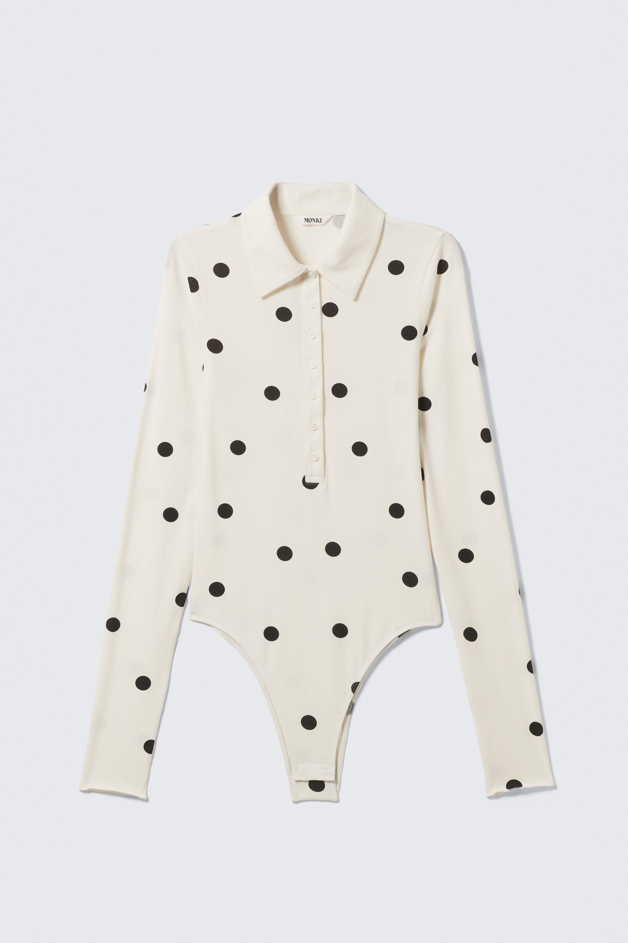 Cremeweiß - Schwarze Punkte - Polo-Body mit schmaler Passform - 1