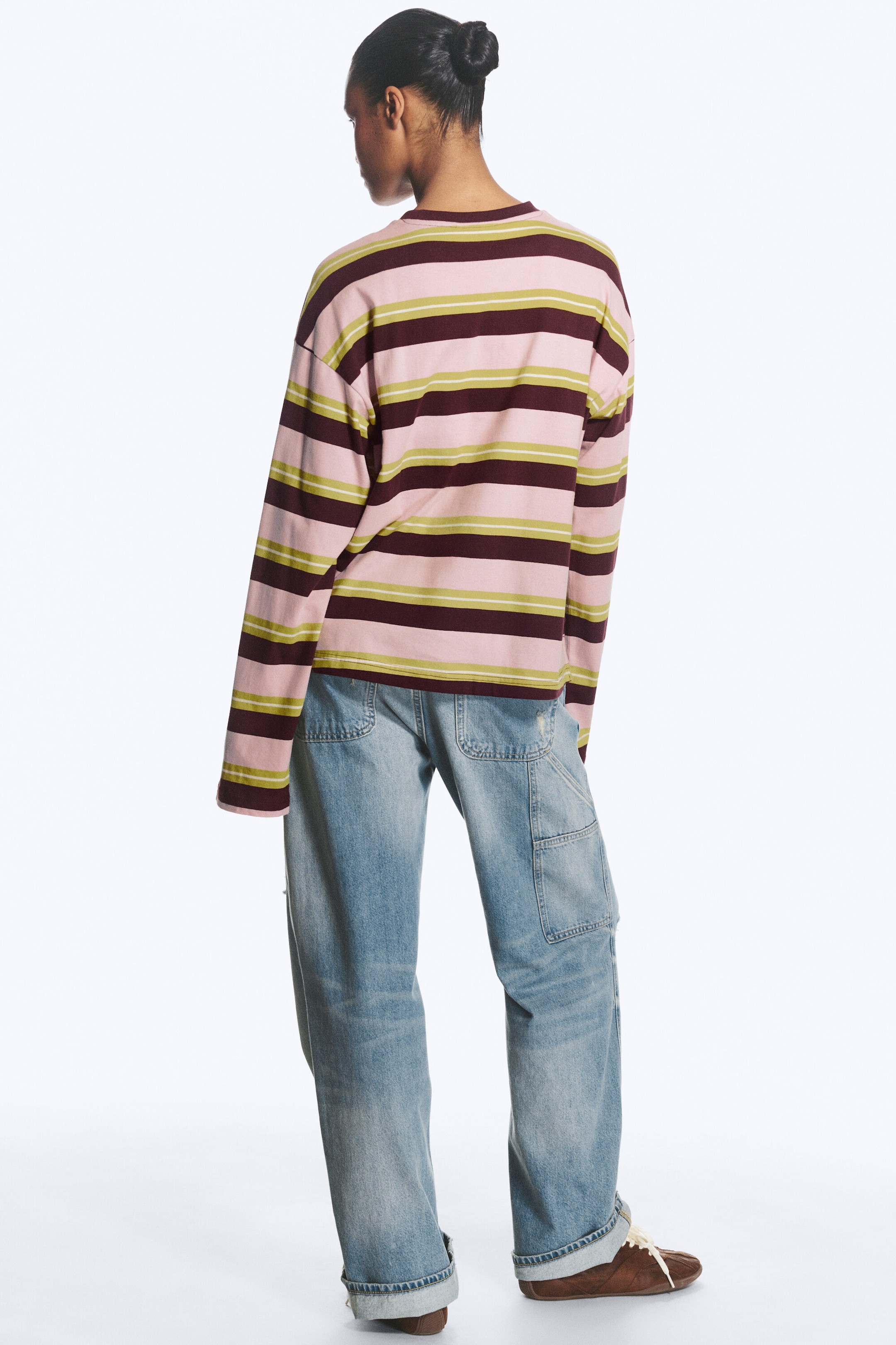 Pink/Weinrot/Limette gestreift - Longsleeve-Shirt aus Baumwolle - 3