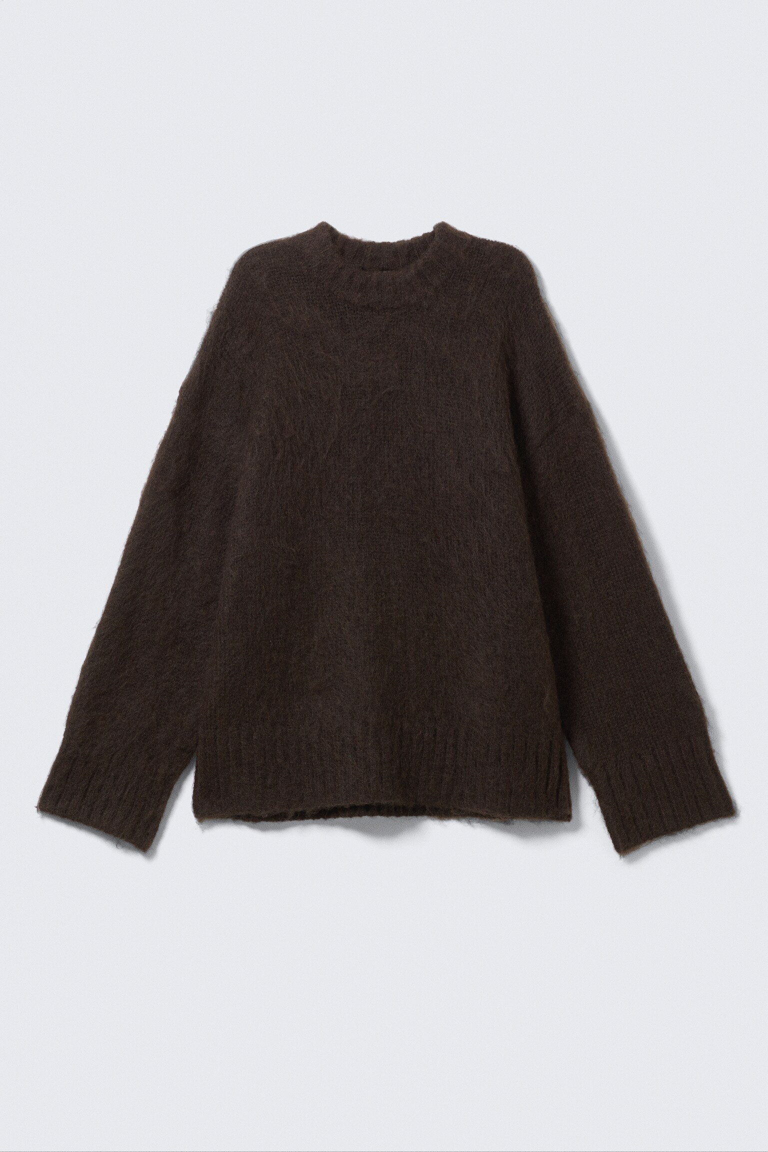 Relaxed Fit Fluffy Knit Sweater - Mørkebrun/Stribet blå/Dusty Yellow & Brown Stripes - 2