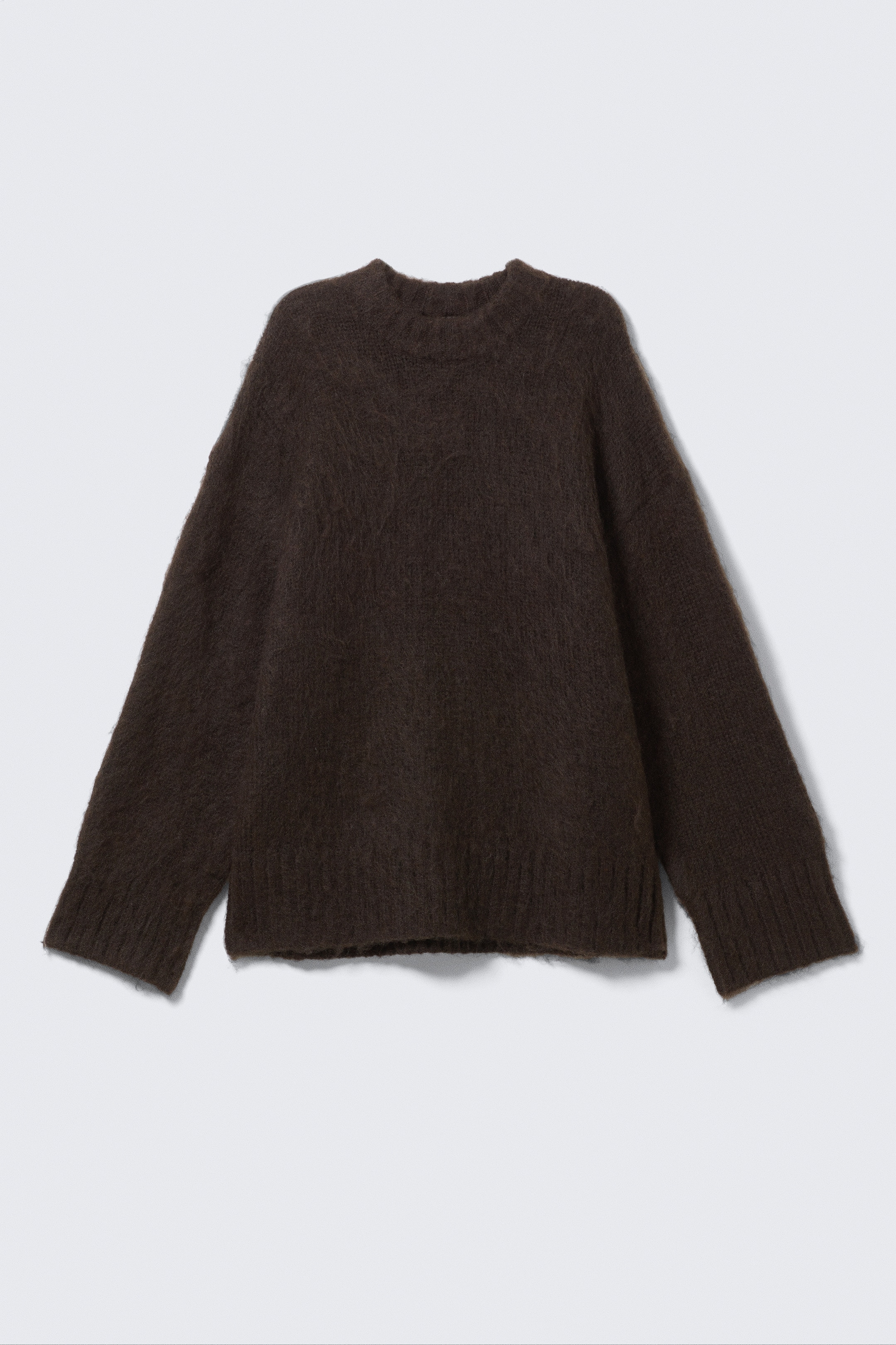 Visa större bild: Fluffig stickad tröja med ledig passform - Mörkbrun - DAM | H&M SE 4