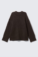 Dark Brown - Relaxed Fit Fluffy Knit Sweater - 3