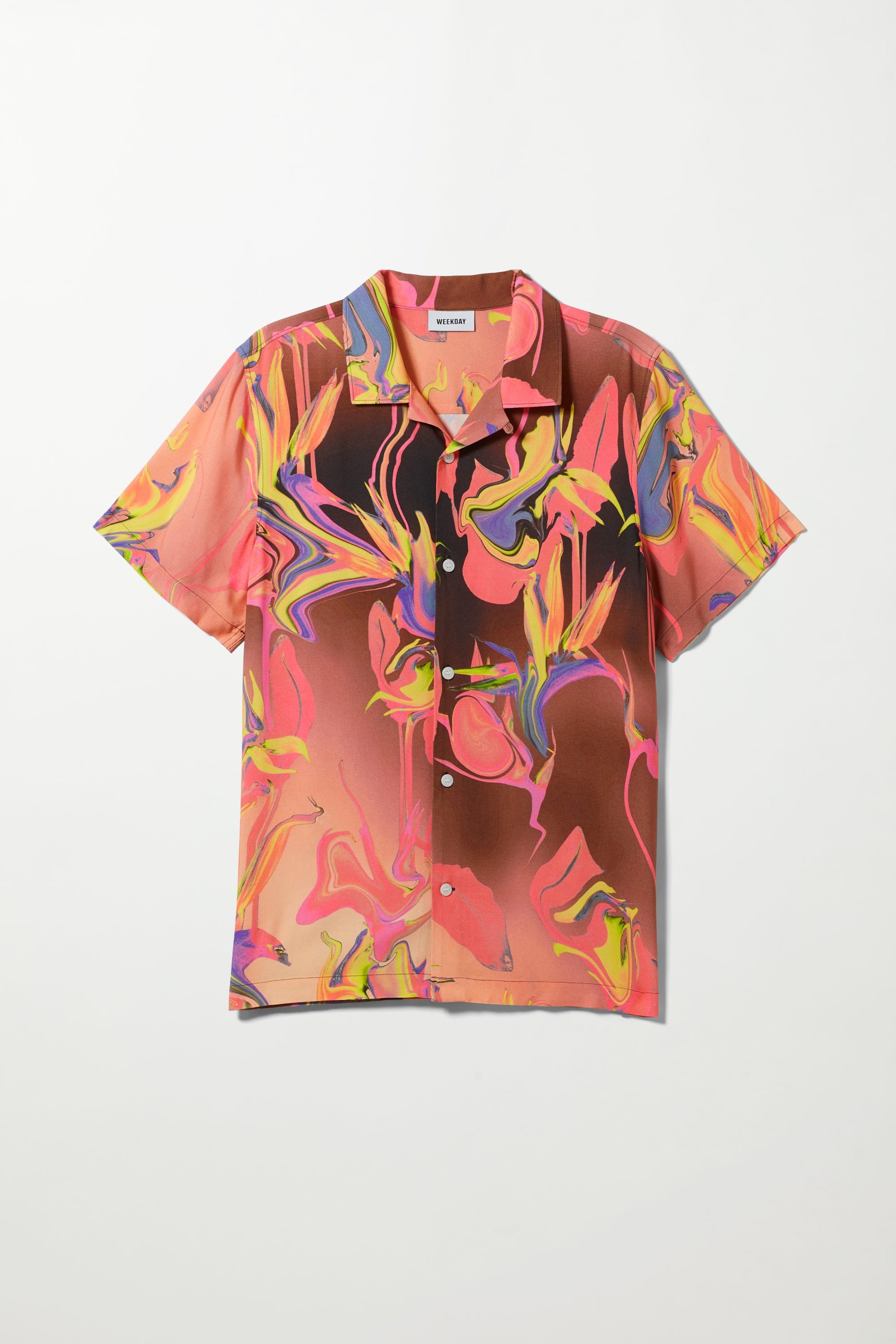 Warped pinks - Coffee Floral Short Sleeve Shirt - 0