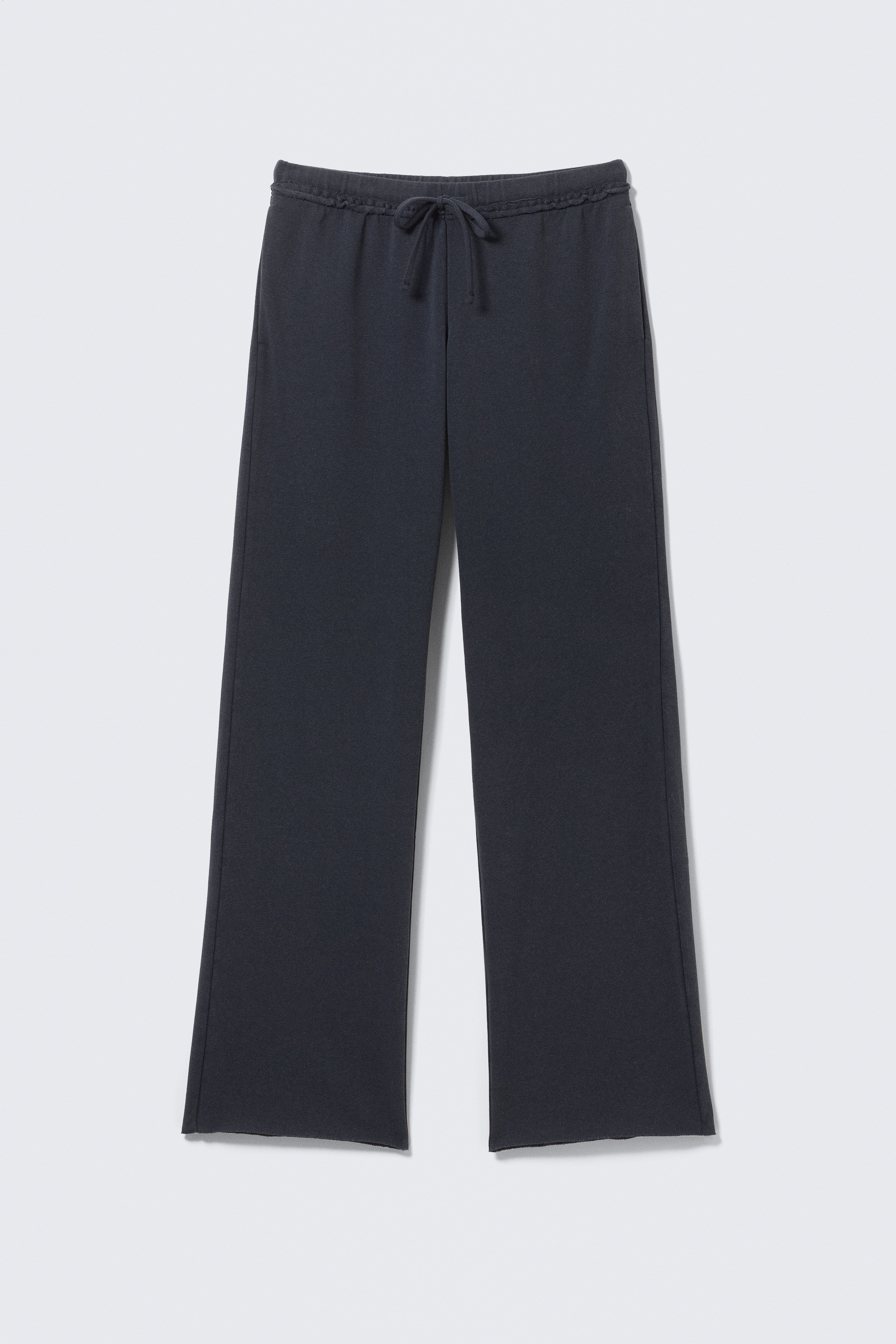 Mid Rise Wide Leg Terry Pyjama Trousers - Dark Blue/Grey Melange