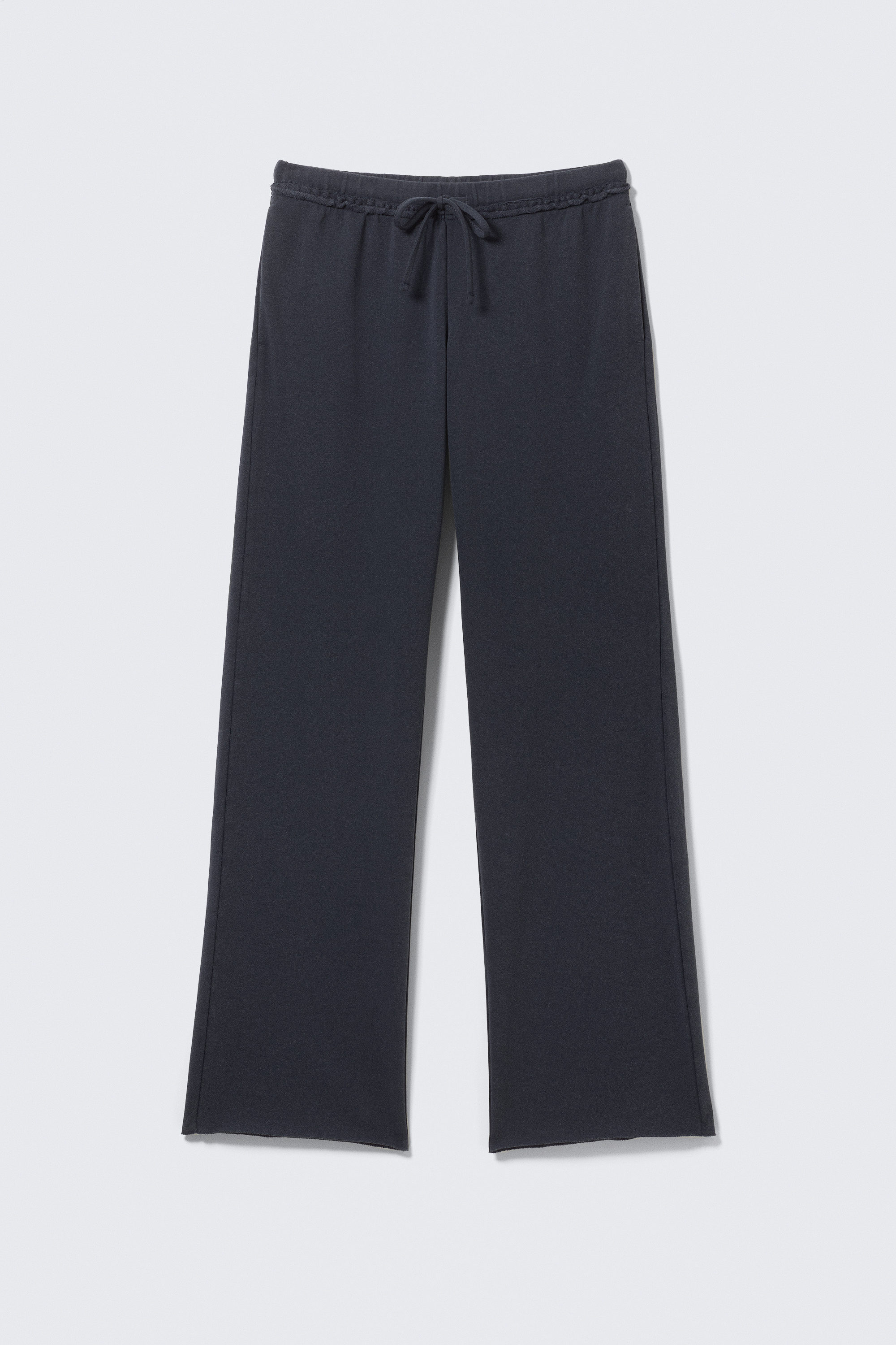 Dark Blue - Mid Rise Wide Leg Terry Pyjama Trousers - 1