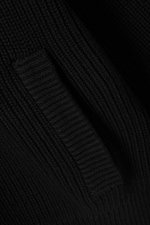 Schwarz - Entspannte Zip-Strickjacke mit hohem Kragen - 5