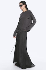 Dark Grey - Crinkled Maxi Skirt - 1