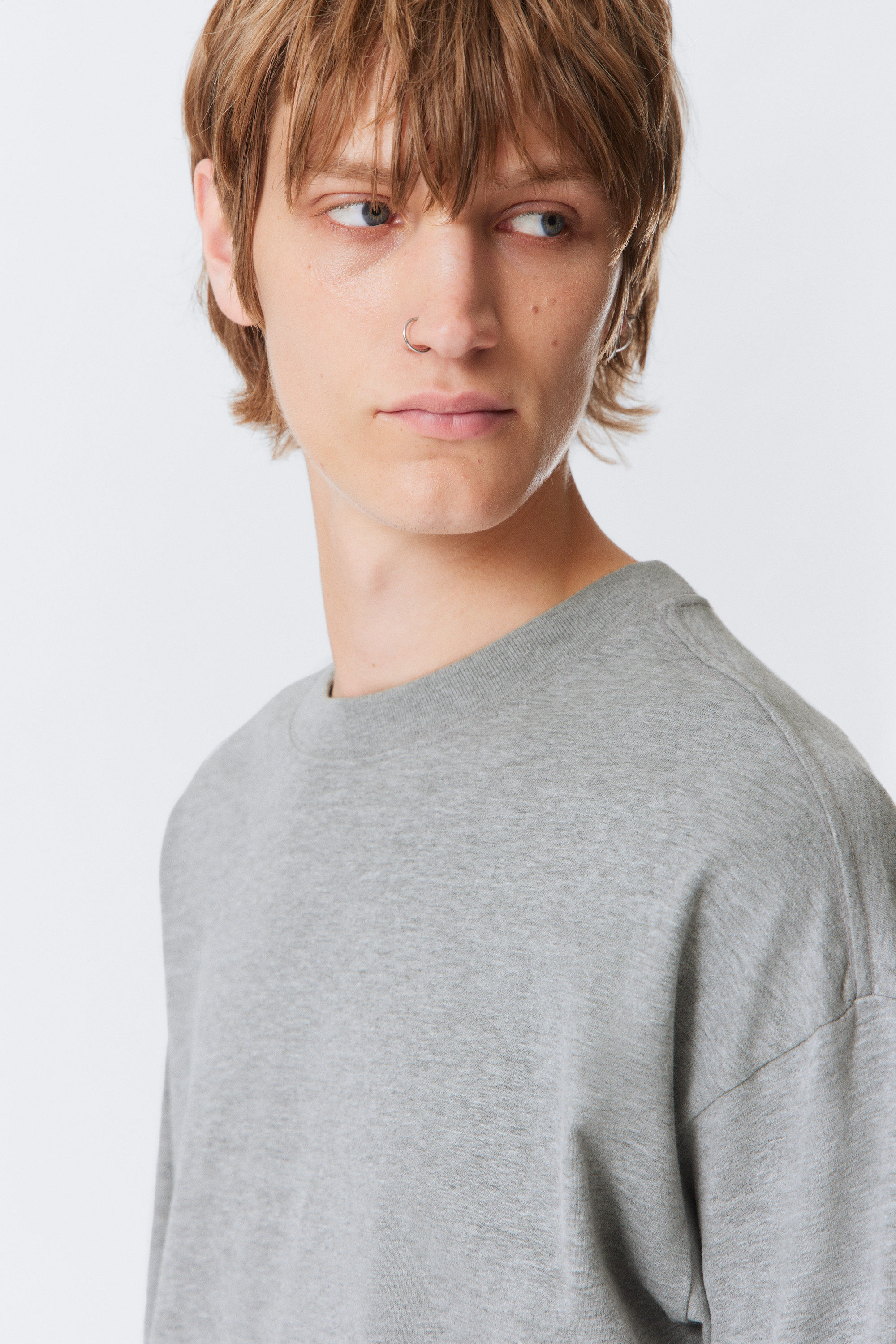Lichtgrijs gemêleerd - Geweldig boxy T-shirt met lange mouwen - 2