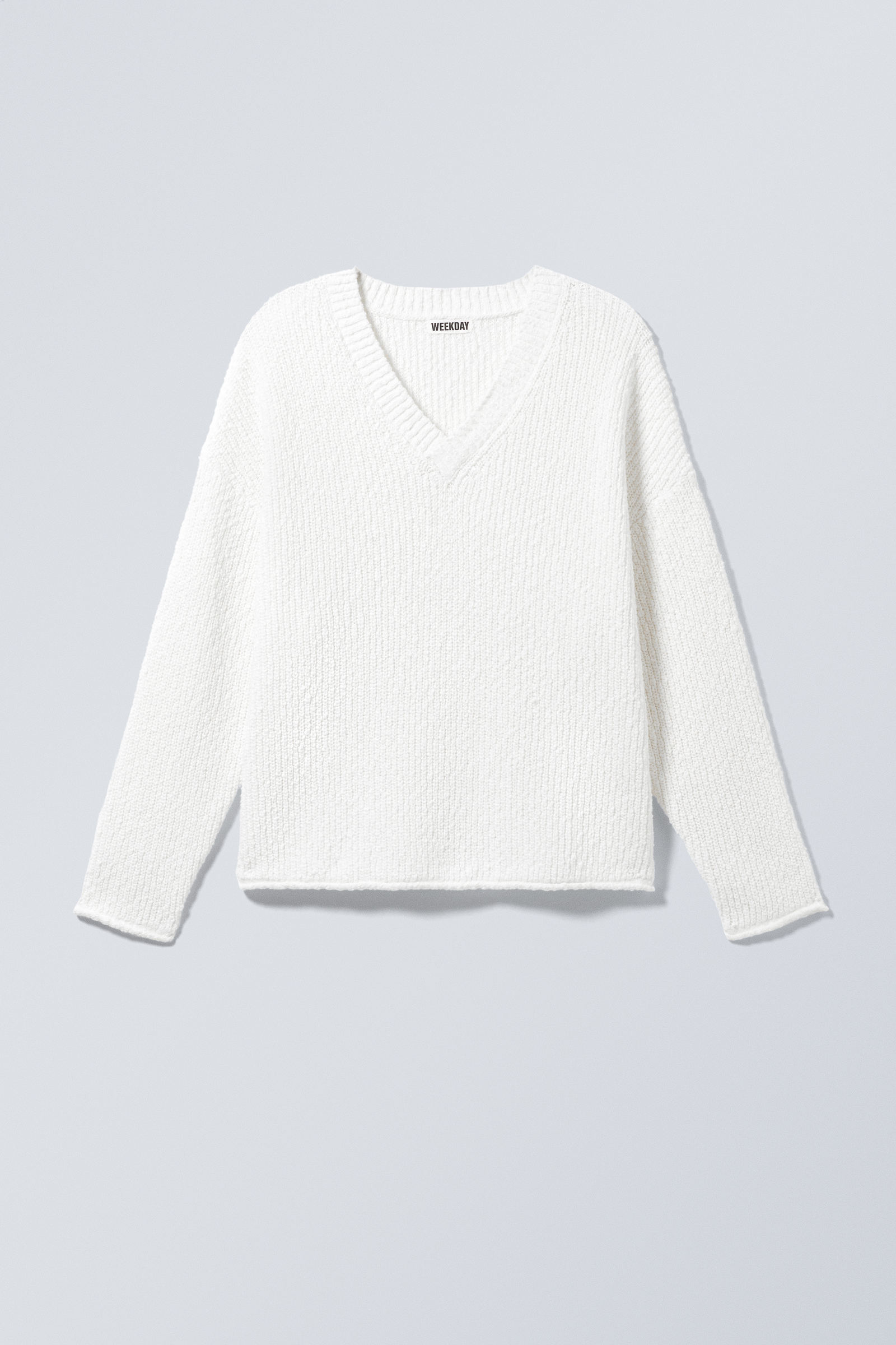 boxy knitted v-neck sweater - White | Weekday EU