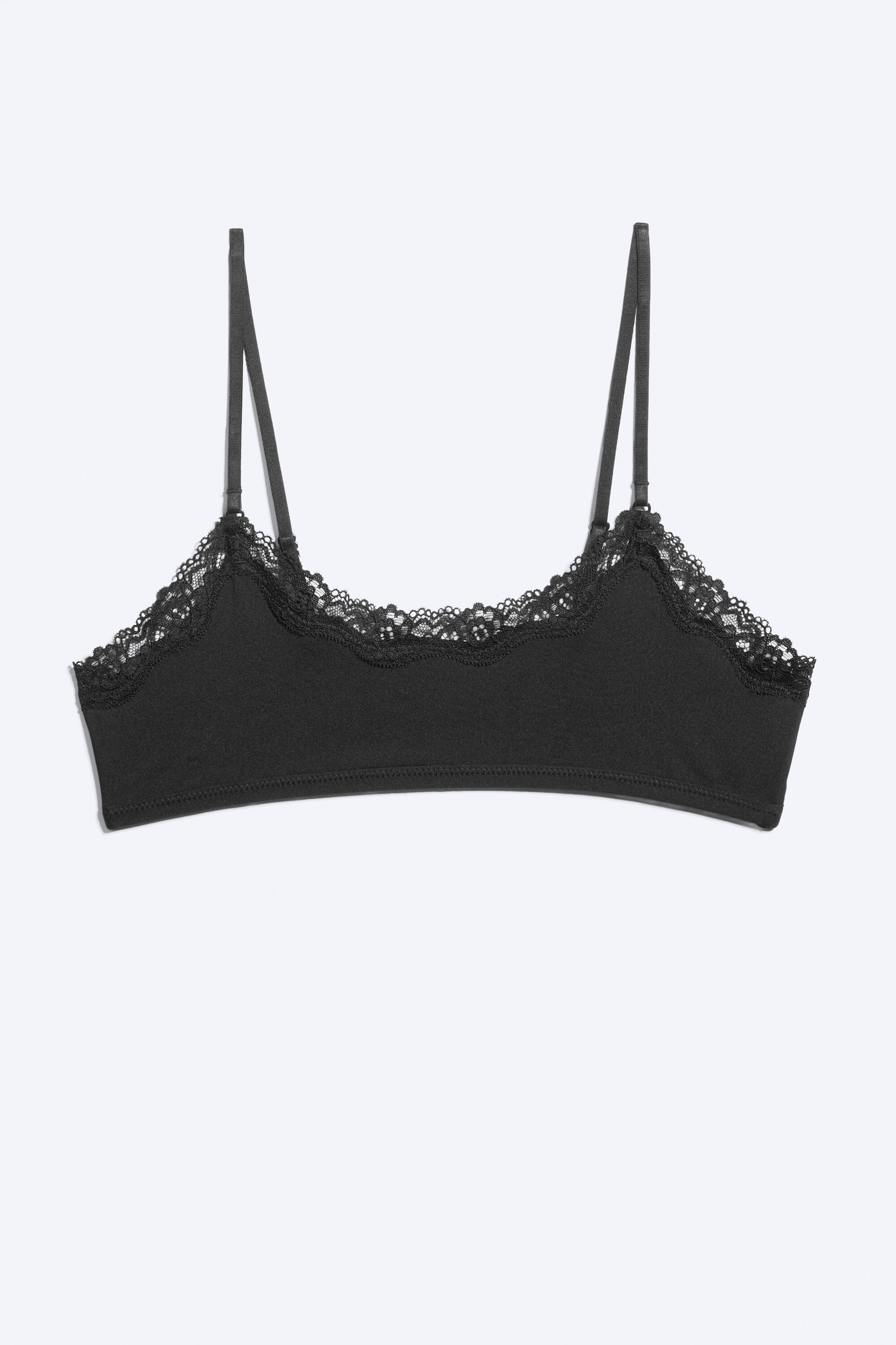 Black - Scooped Soft Lace Bra - 2