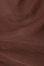 Brown - Sheer Asymmetric Drawstring Top - 1