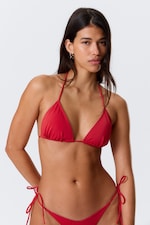 Bright Red - Tie Triangle Bikini Top - 0