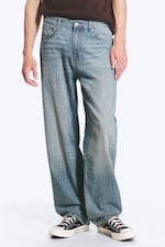 Gloria Blue - Medium Blue - Galaxy Mid Rise Loose Straight Jeans - 1