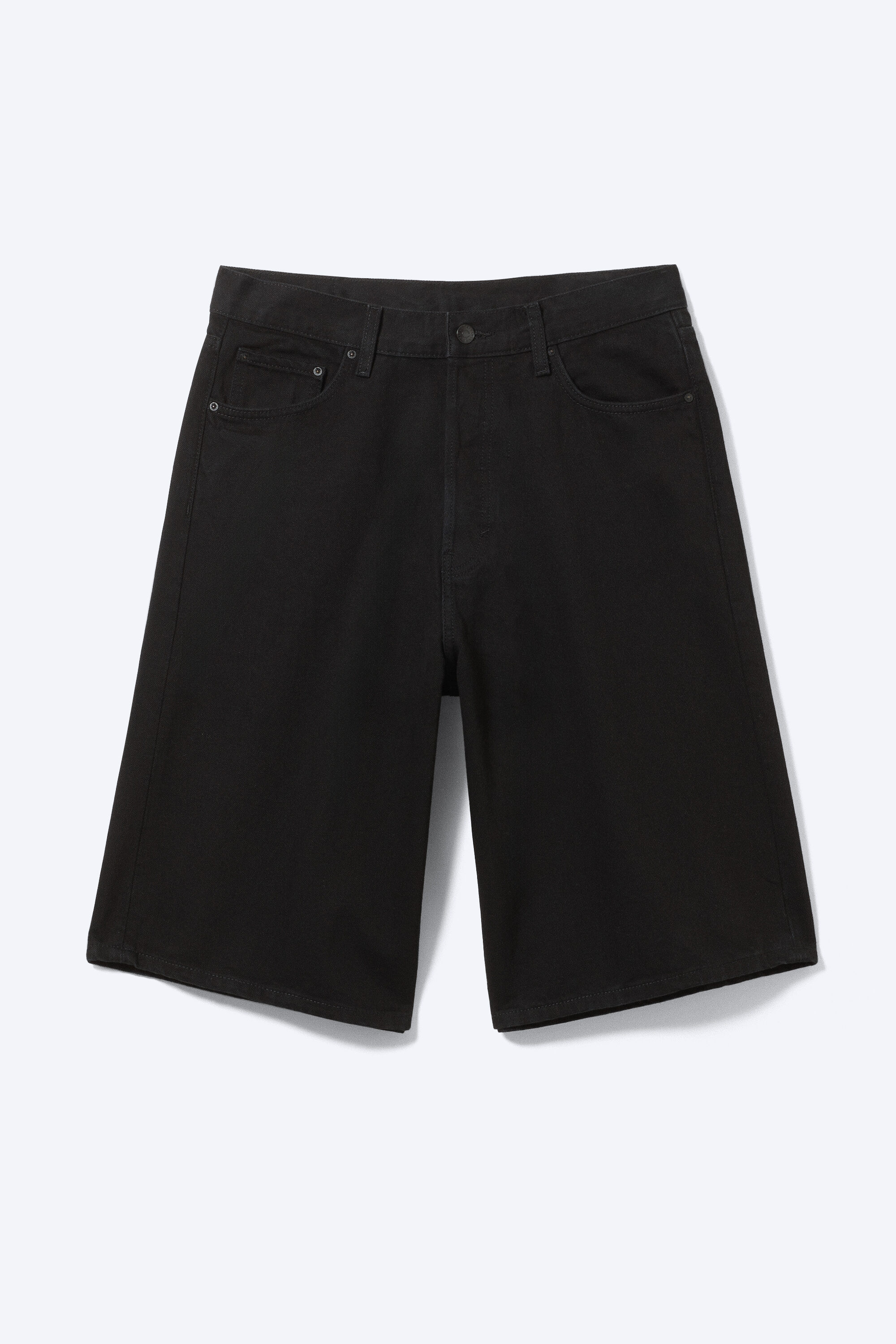 astro mid rise loose baggy denim shorts - Black Rinse - Black