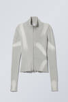 rib knit zip cardigan - Light Grey Strokes | Weekday WW