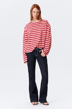 Röd & Rosa ränder - Långärmad bomulls-t-shirt - 1