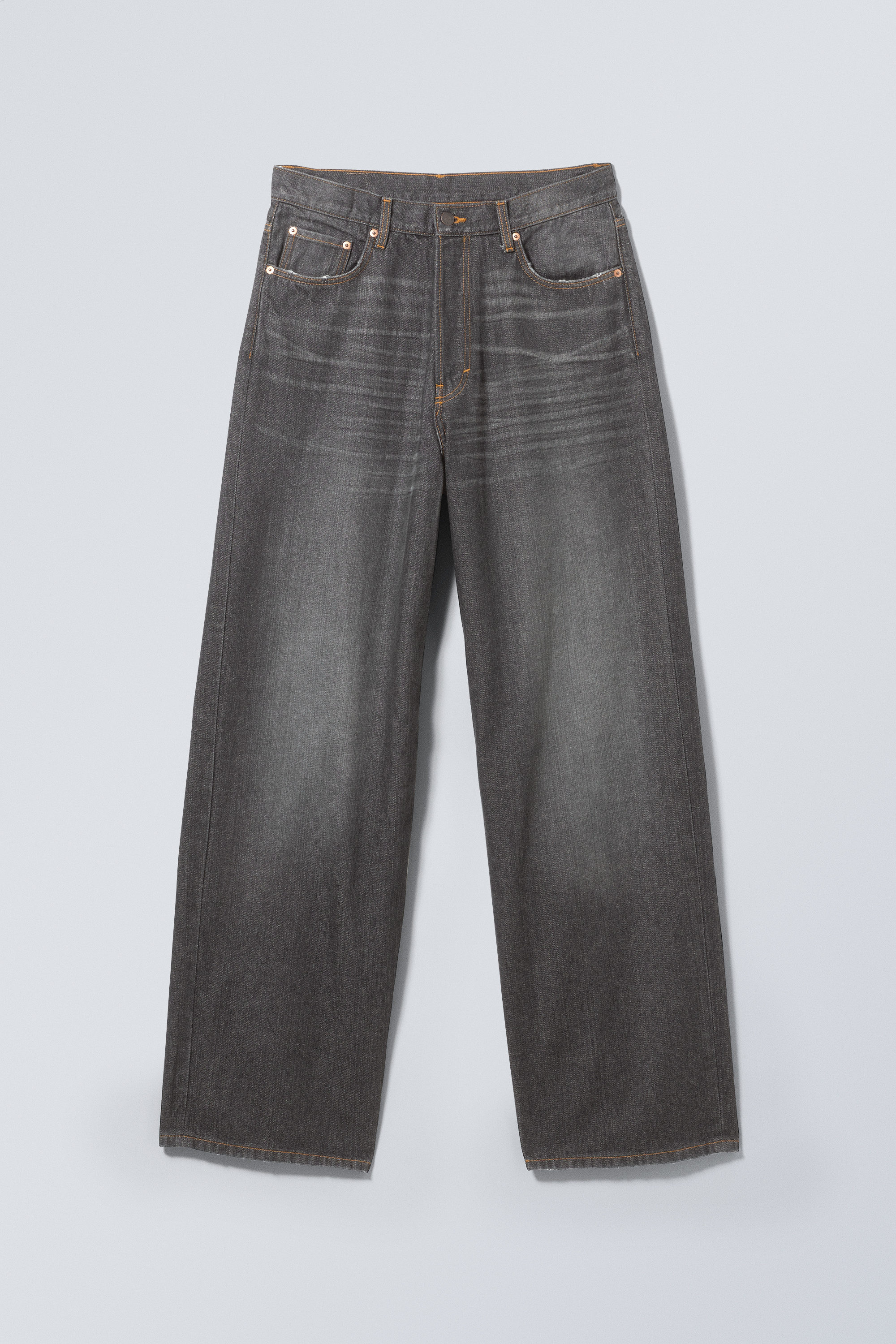 ☆大人気☆ WEEKDAY アストロルーズバギージーンズ  アッシュBLACK astro mid rise loose baggy unisex jeans - Ash Black - Black