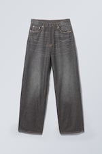 Ash Black - Schwarz - Astro Mid Waist Loose Baggy Unisex Jeans - 0