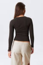 Dark Brown - Slim Fitted Long Sleeve - 2