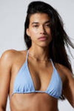 Light Blue - Strappy Triangle Bikini Top - 0