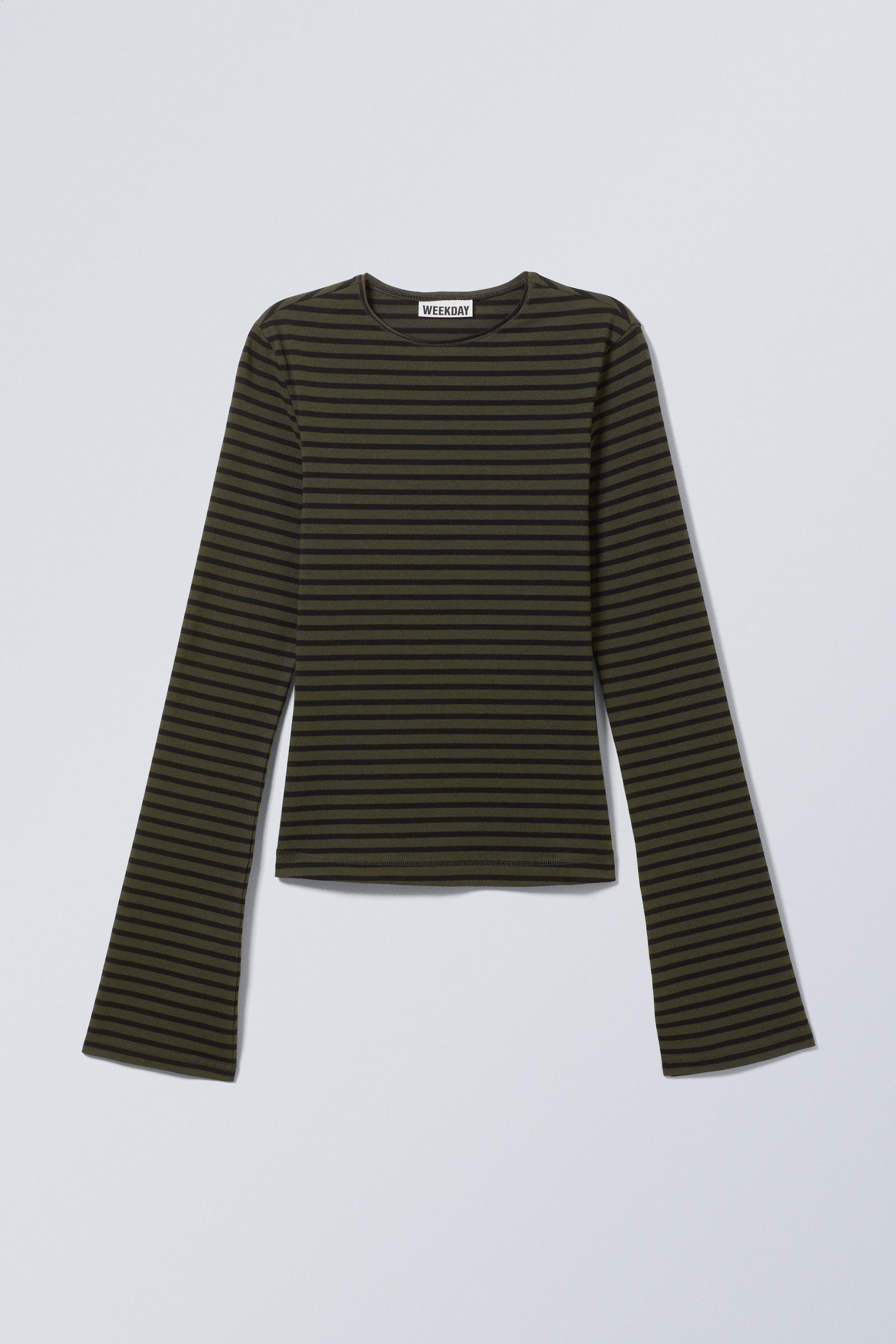 売れ筋商品|||ウィークデイ Tシャツ レディース トップス ANNIE BOATNECK LONG SLEEVE - Long sleeved top - khaki green slim fitted long sleeve - Dark Khaki Green | Weekday GB