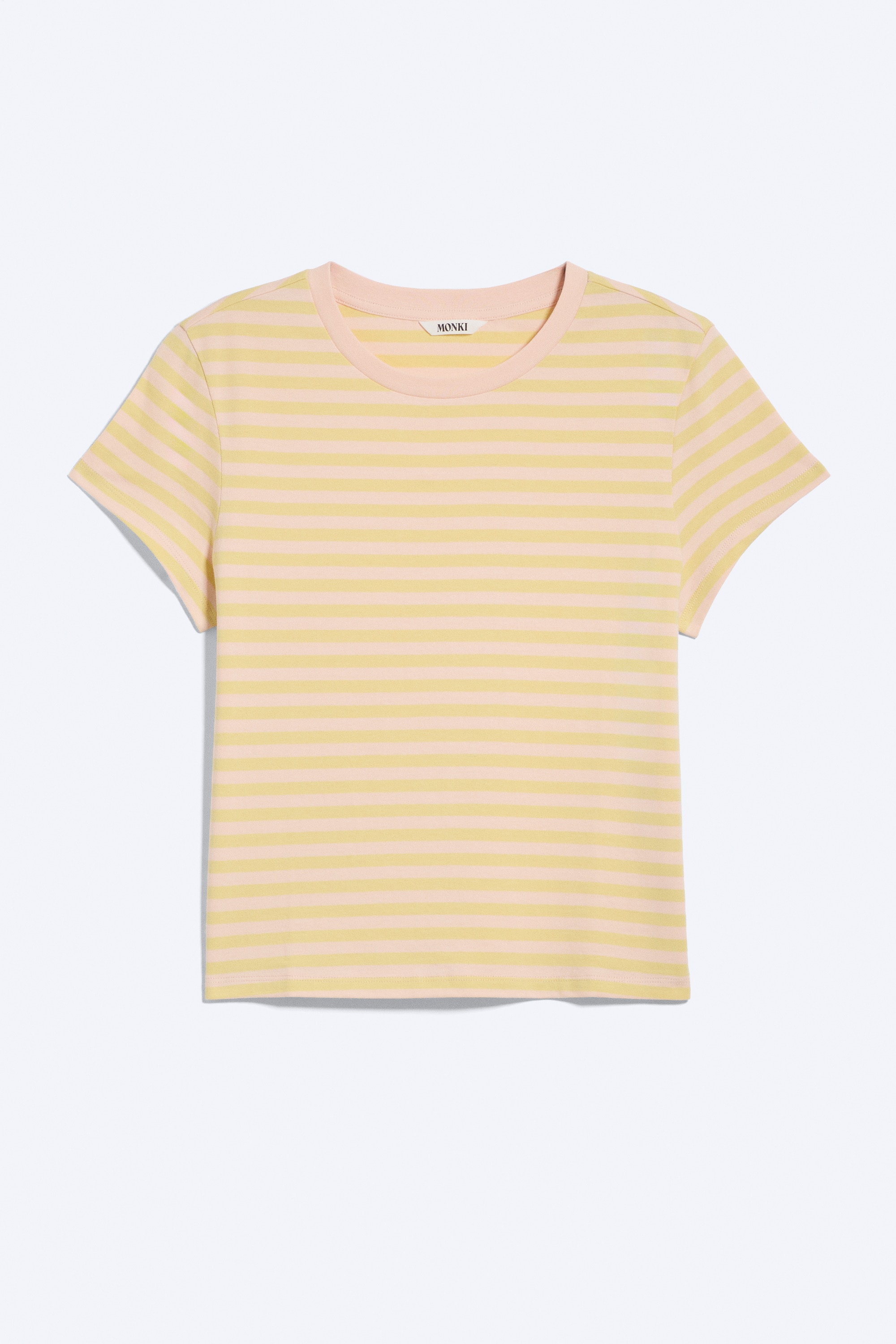 Mini-T-shirt - Regular Fit - Gestreept limoengeel/perzikroze/Wit/Bruin/Grijs gemêleerd/Roze/groen gestreept