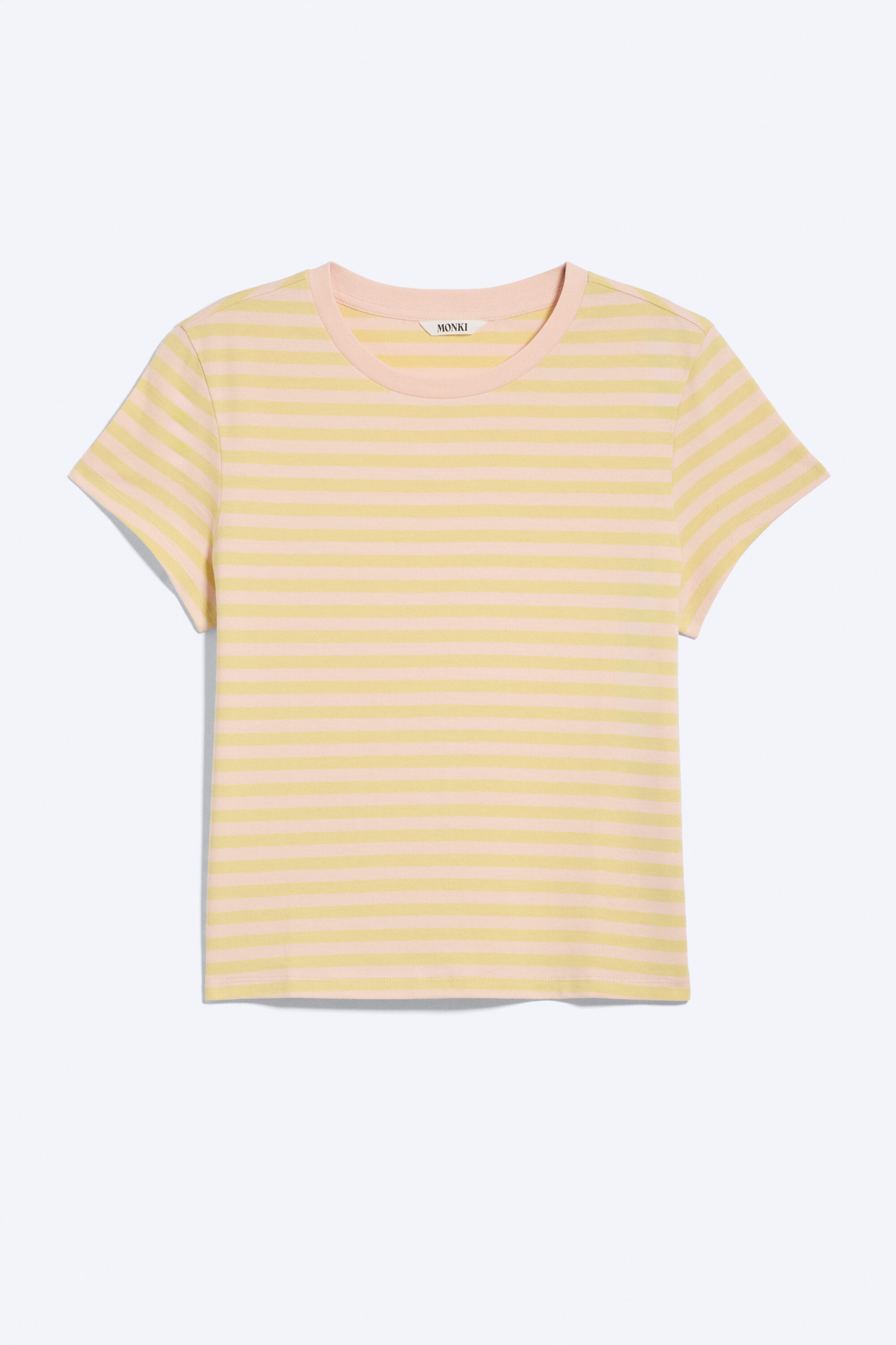 Limette/Pfirsichrosa gestreift - Mini-T-Shirt in regulärer Passform - 0
