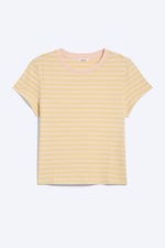 Limette/Pfirsichrosa gestreift - Mini-T-Shirt in regulärer Passform - 0