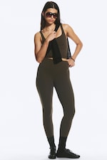 Dark Brown - High Waisted Sports Tights - 2