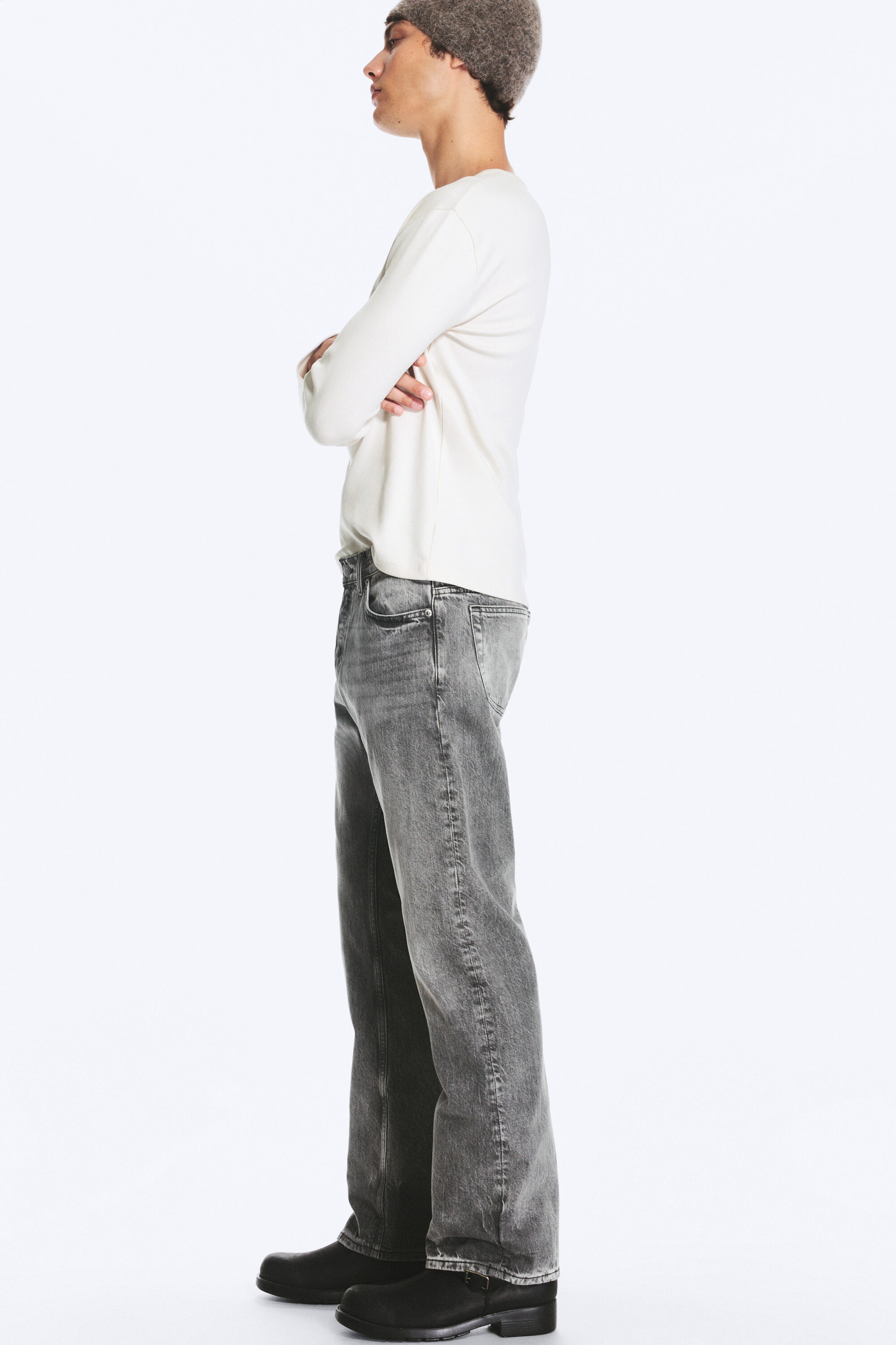 Alien Black - Dark Black - SPACE MID RISE RELAXED STRAIGHT JEANS - 3