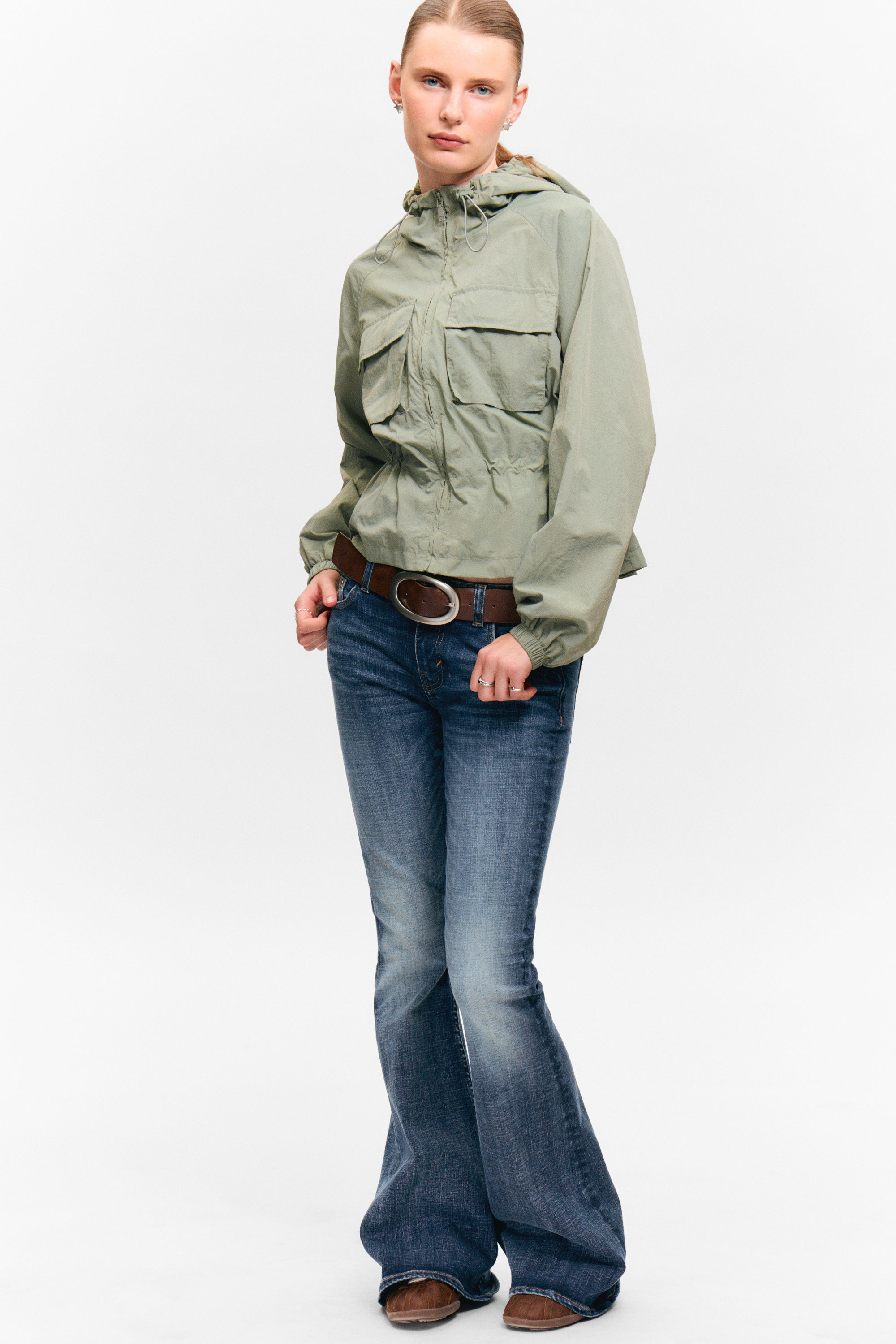 Dusty Khaki Green - Windbreaker Nylon Jacket - 2