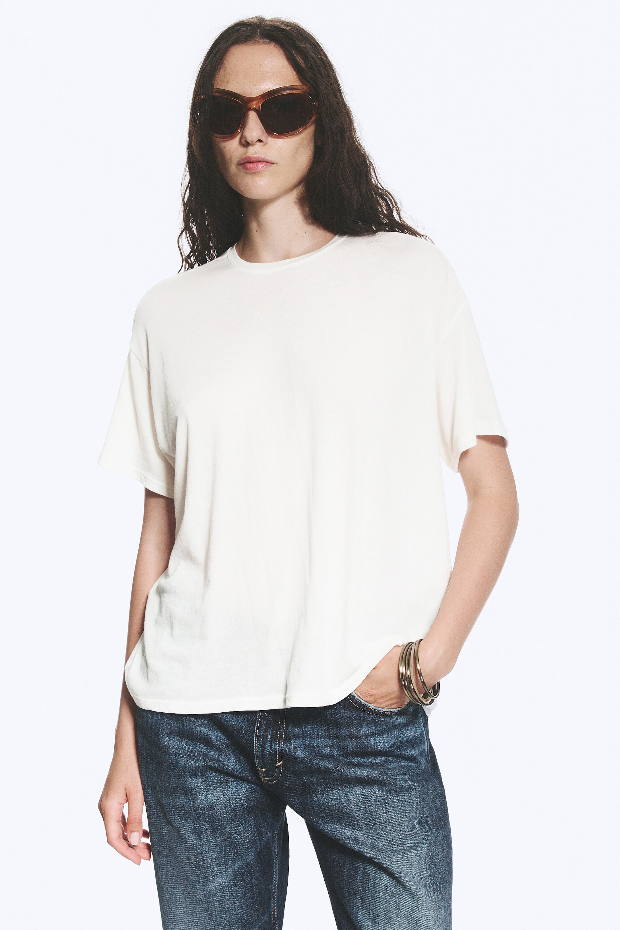 Sheer White - Sheer Relaxed Boxy T-Shirt - 0
