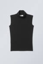 Schwarz - Rollkragen-Tanktop Lykke - 0