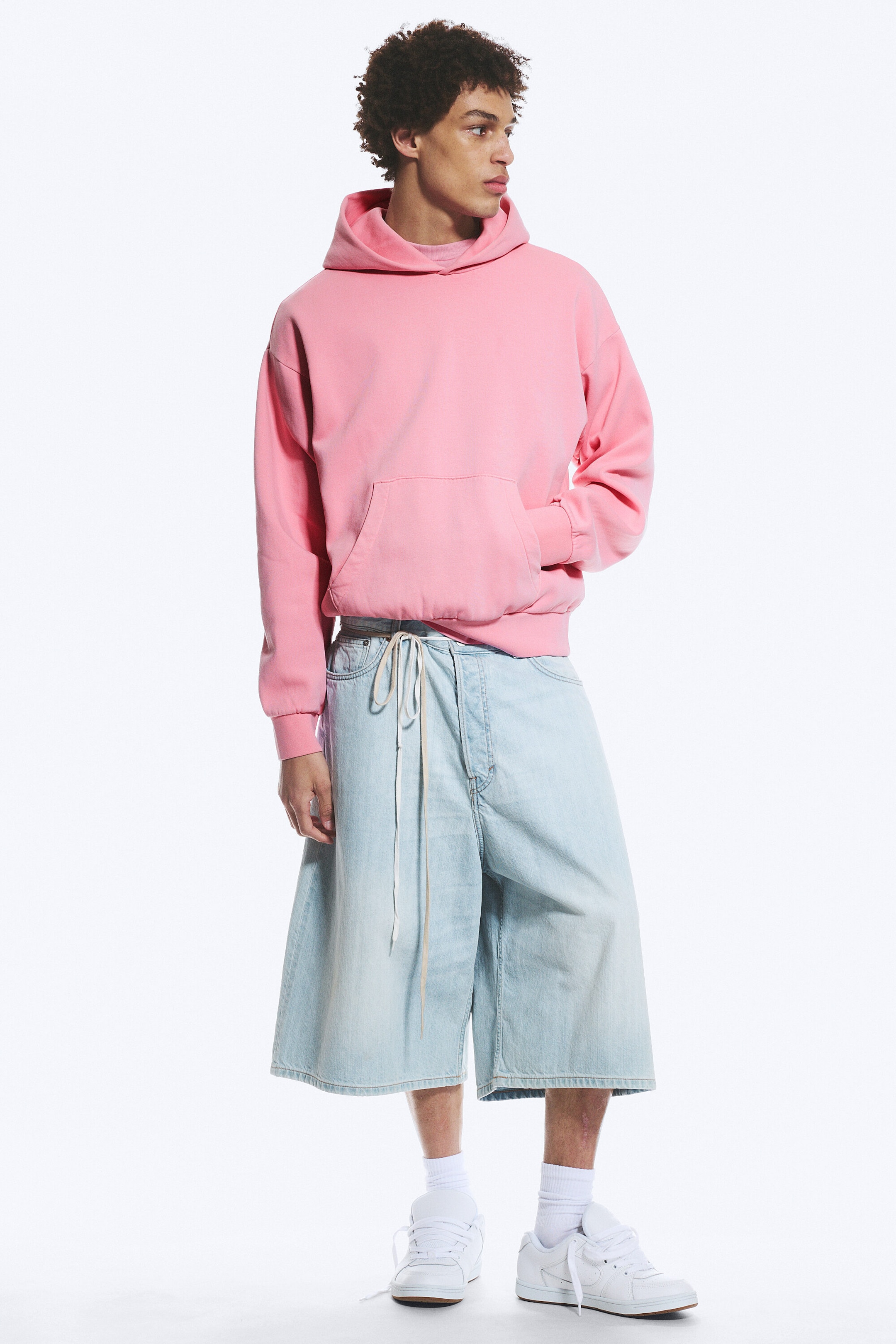 Gewaschenes Rosa - Hoodie mit weiter Passform - 1