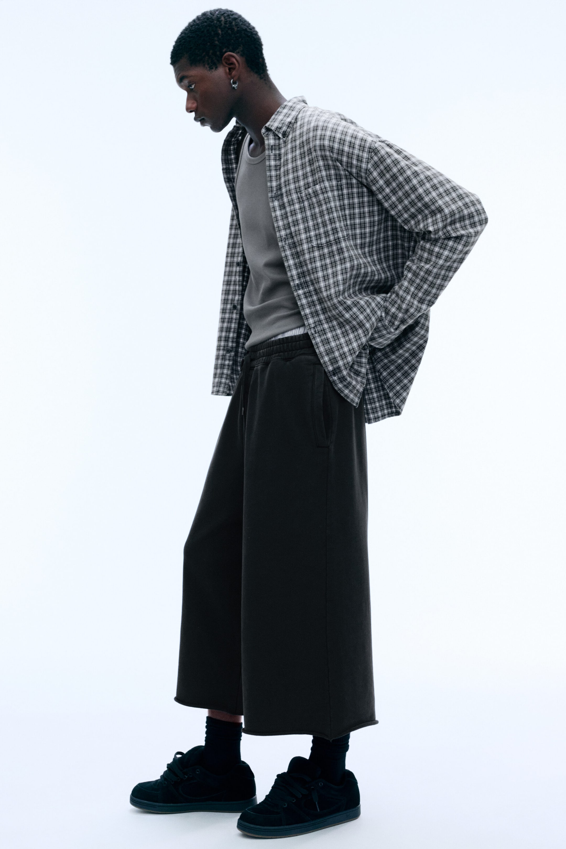 Washed Black - Pantalon de jogging baggy trois-quarts - 0