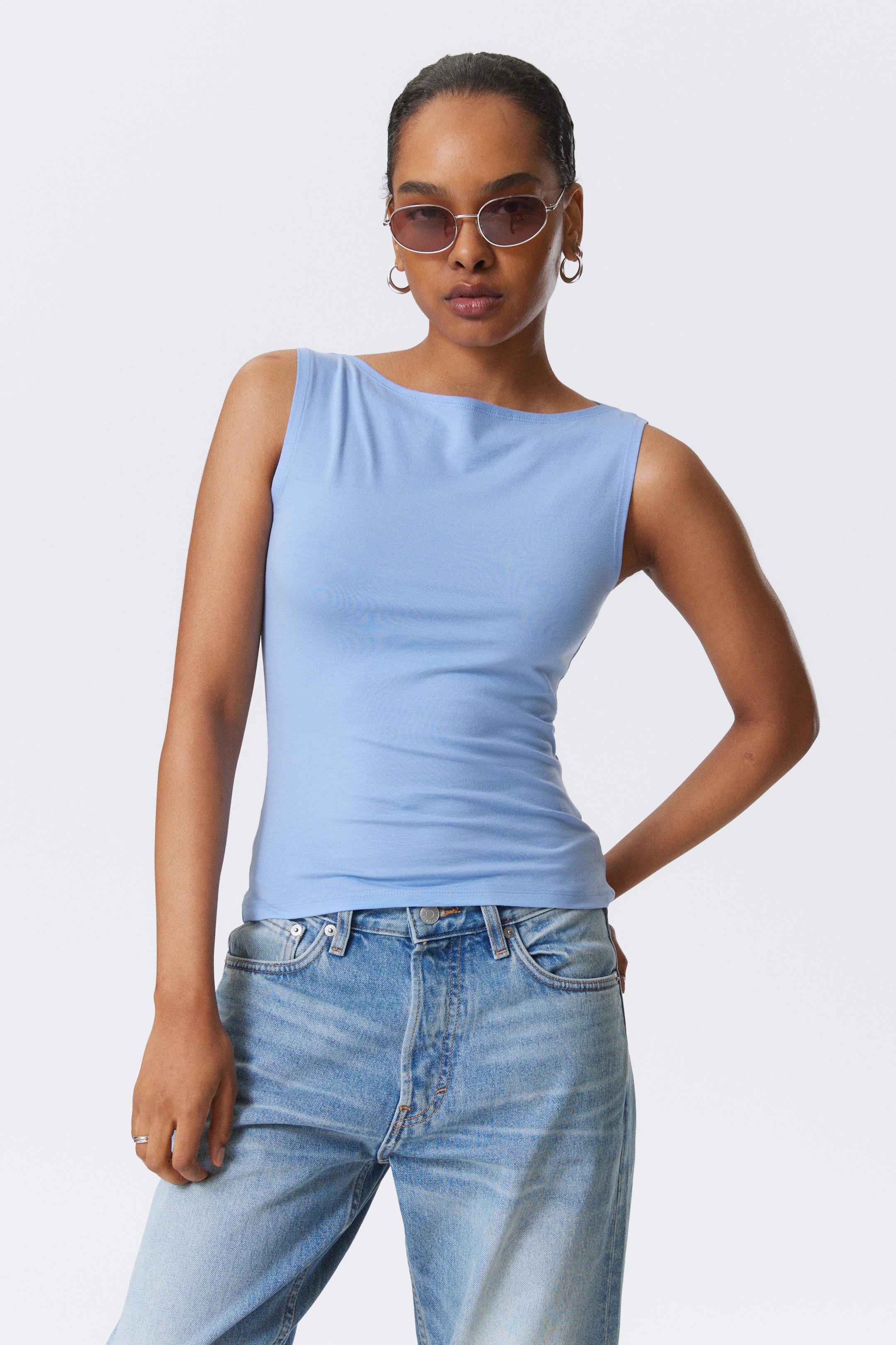 Grösseres Bild ansehen: Annie Weiches ärmelloses Top mit U-Boot-Ausschnitt - Hellblau - DAMEN | H&M CH 1
